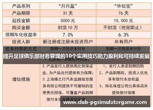 提升足球俱乐部财务管理的10个实用技巧助力盈利和可持续发展