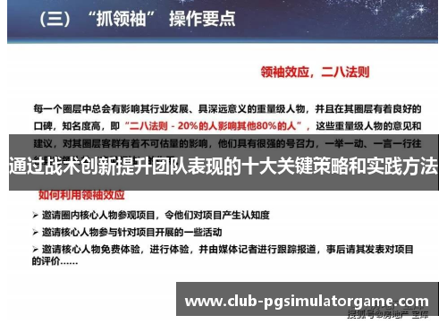 通过战术创新提升团队表现的十大关键策略和实践方法 通过战术创新提升团队表现的十大关键策略和实践方法