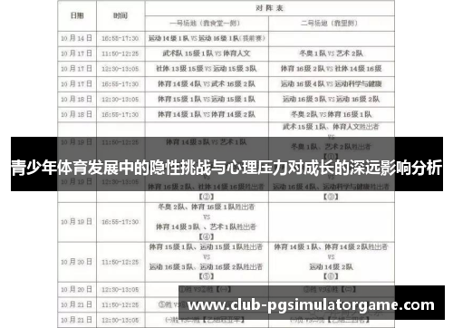 青少年体育发展中的隐性挑战与心理压力对成长的深远影响分析